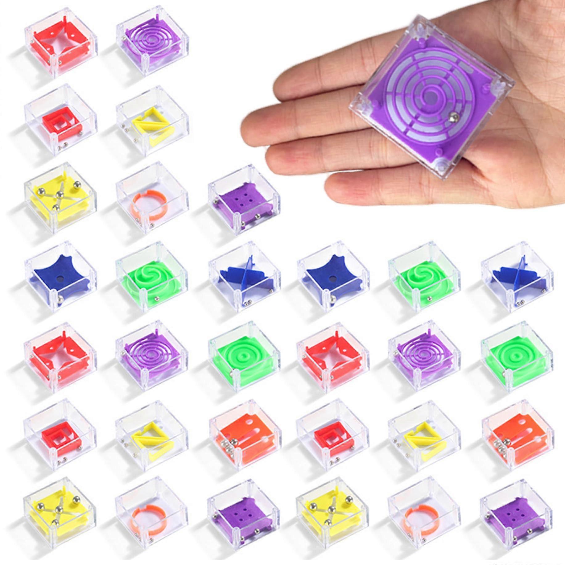 Labyrinth Ball Brain Teaser Puzzle 24-Piece Plastic Mini Educational Toy Set Small Size Durable Construction