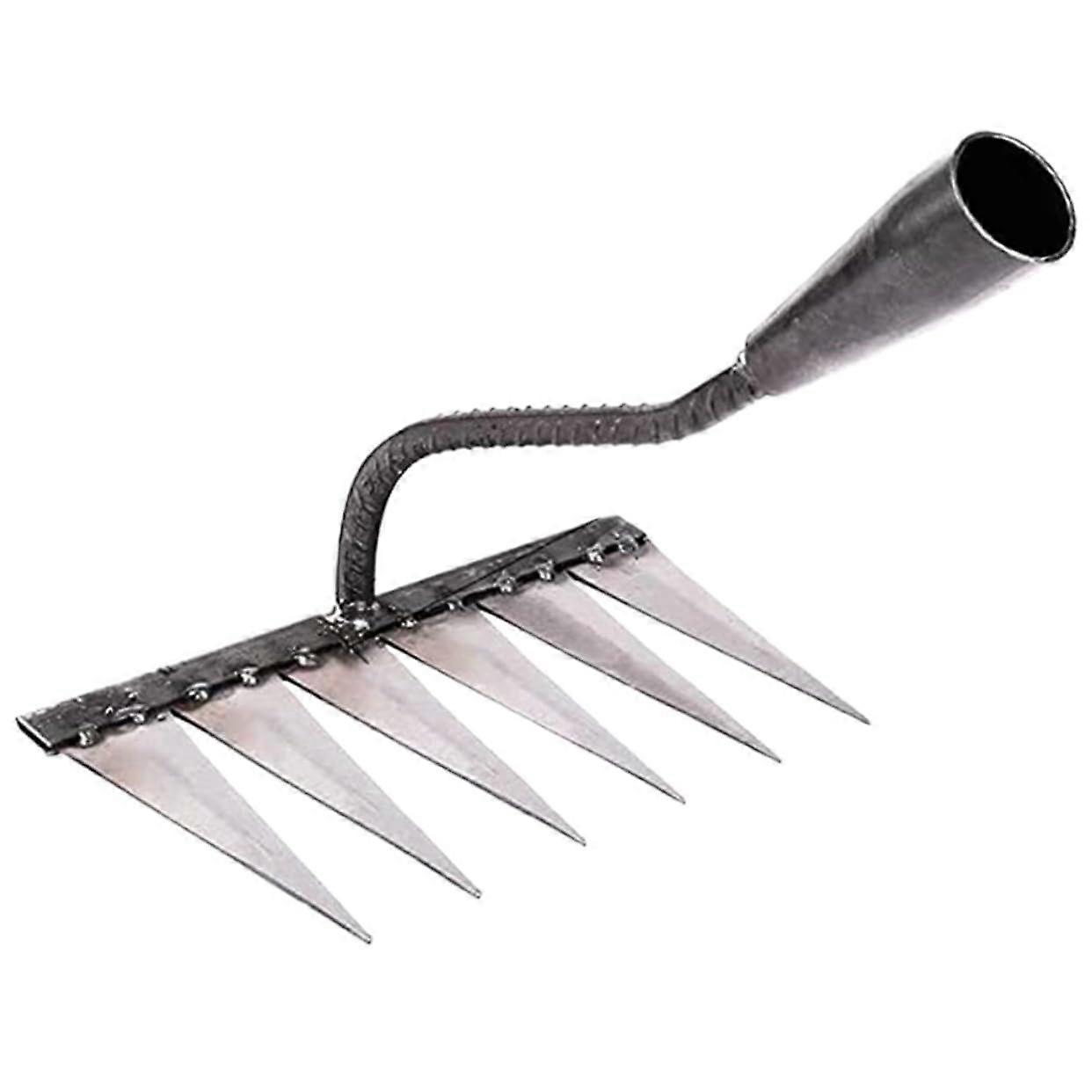 carbon steel garden rake without handle, multifunctional hand tool for gardening