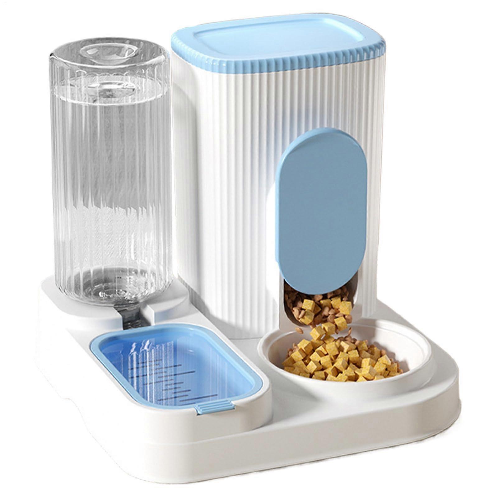 Auto Cat Feeder 2in1 Pet Water Dispenser, Large Capacity Food Station Detachable Bowl Stand for Small, Medium, and Large Breeds, Feeding in Blue