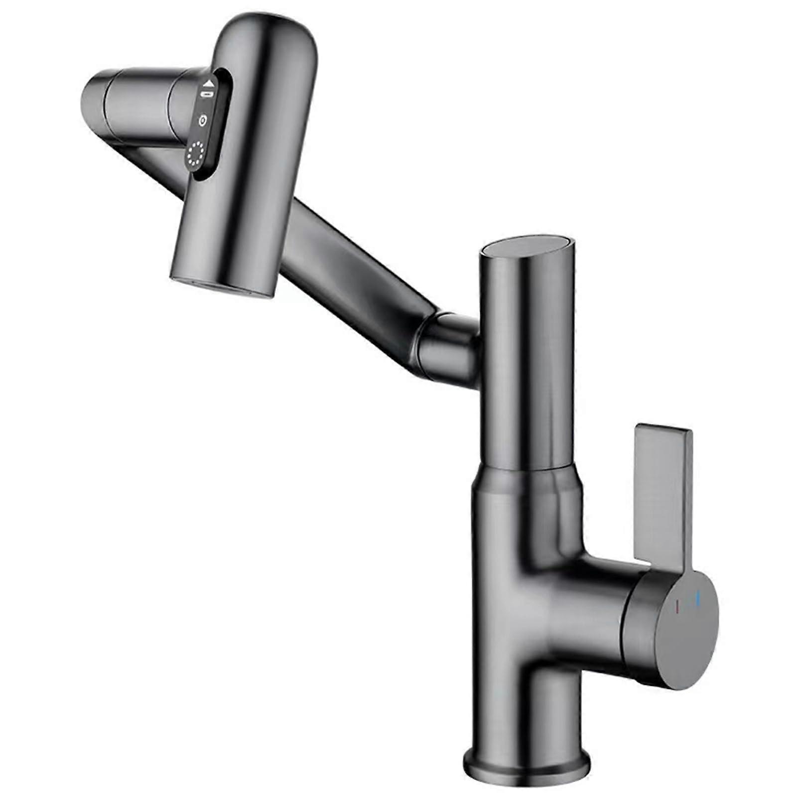 Rotating Tap with LED Display, Multifunctional Design for Bathroom, Kitchen, and Toilet - 3/8 Inch Interface