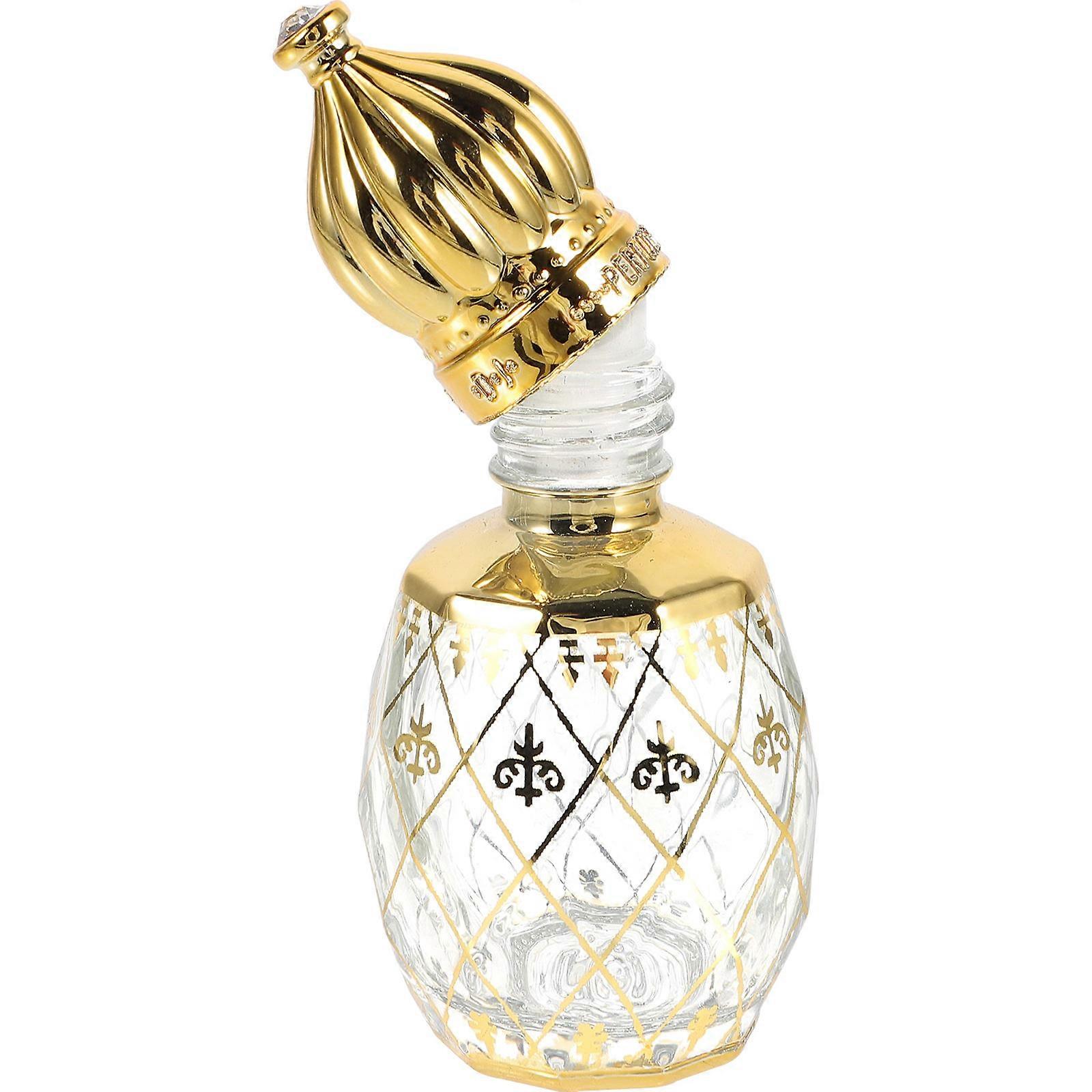 Vintage Middle Eastern Style Refillable Perfume Bottle with Crown Cap – Lightweight, Portable Design for Travel and Daily Use with Essential Oils