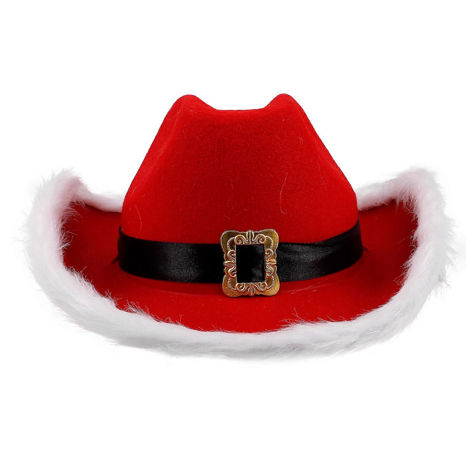 Western Style Christmas Hat with Festive Non Woven Fabric for Party Use Assorted Color 10 inches