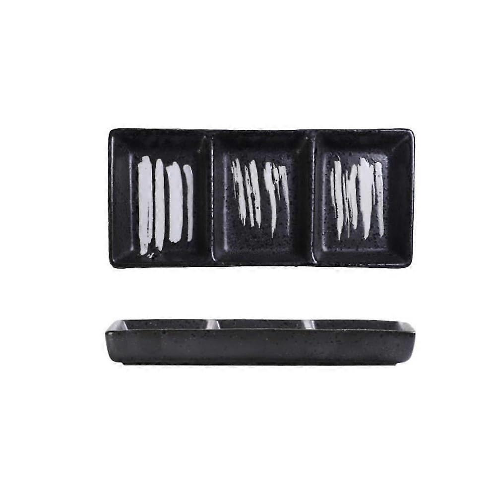 Ceramic Serving Dish with ThreeCompartment Design, Rectangular Divided Sauce Bowl for Snacks and Appetizers