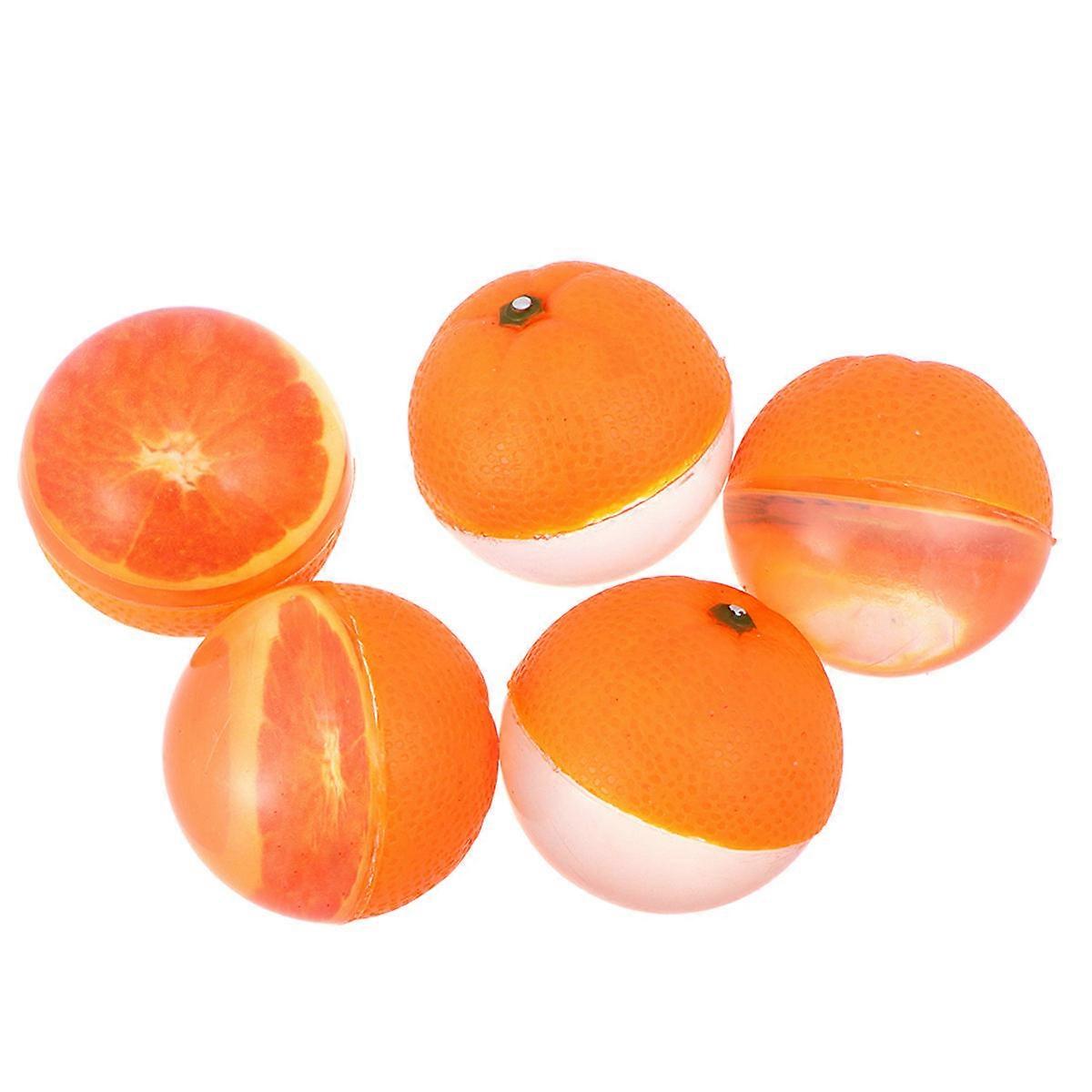 5Pcs Orange Shaped Bouncy Ball Set Rubber Jumping Balls for Kids Fun Toy