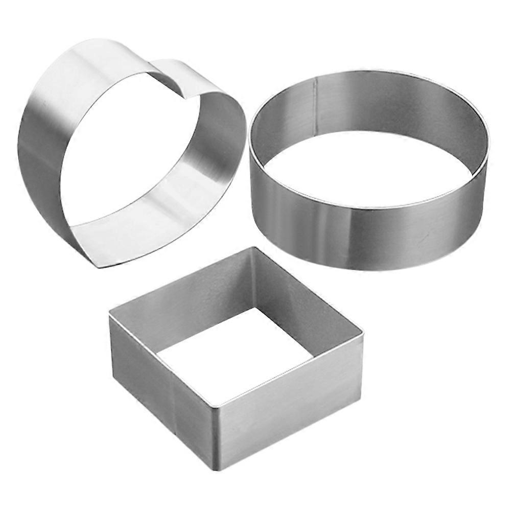 3pcs Reusable Non Stick Stainless Steel Mousse Cake Molds – Square & Round Baking Rings for Easy Desserts, Perfect for Home Baking and Parties