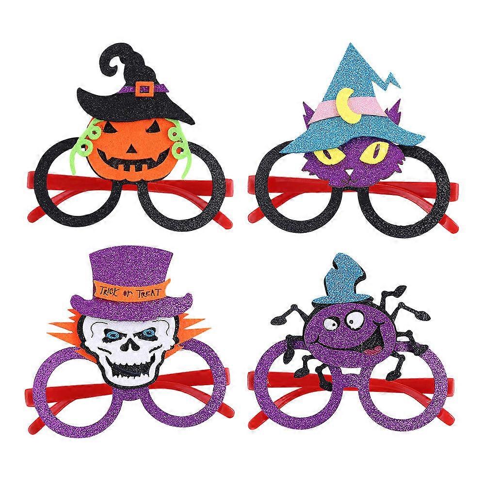 Assorted Color 4Set Halloween Costume Accessories Spider Skull Pumpkin Cat Glasses For Parties