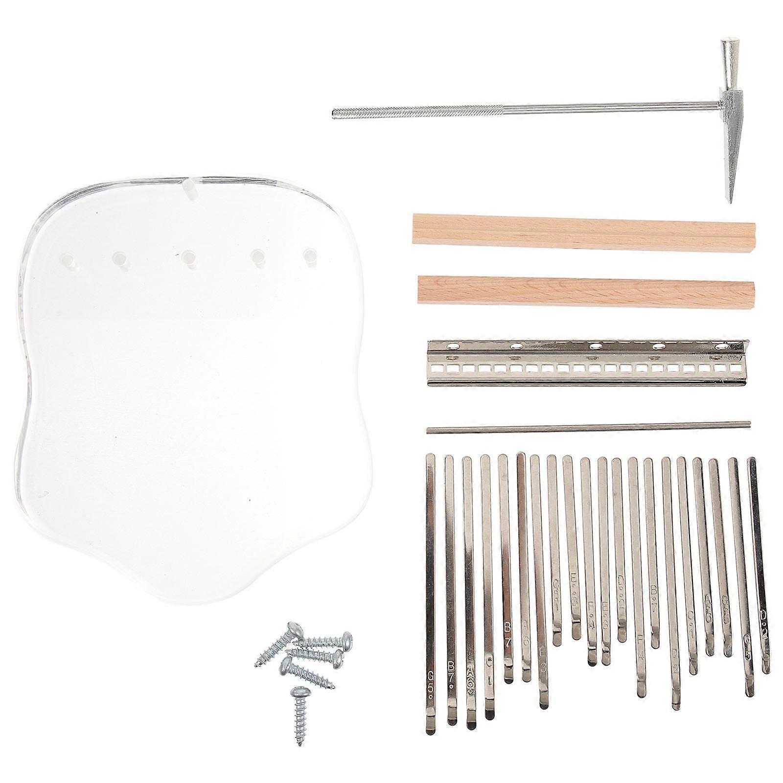 DIY Kalimba Kit with 17 Metal Keys and Acrylic Bridge for Assembling Thumb Piano Practice Decor Accessories