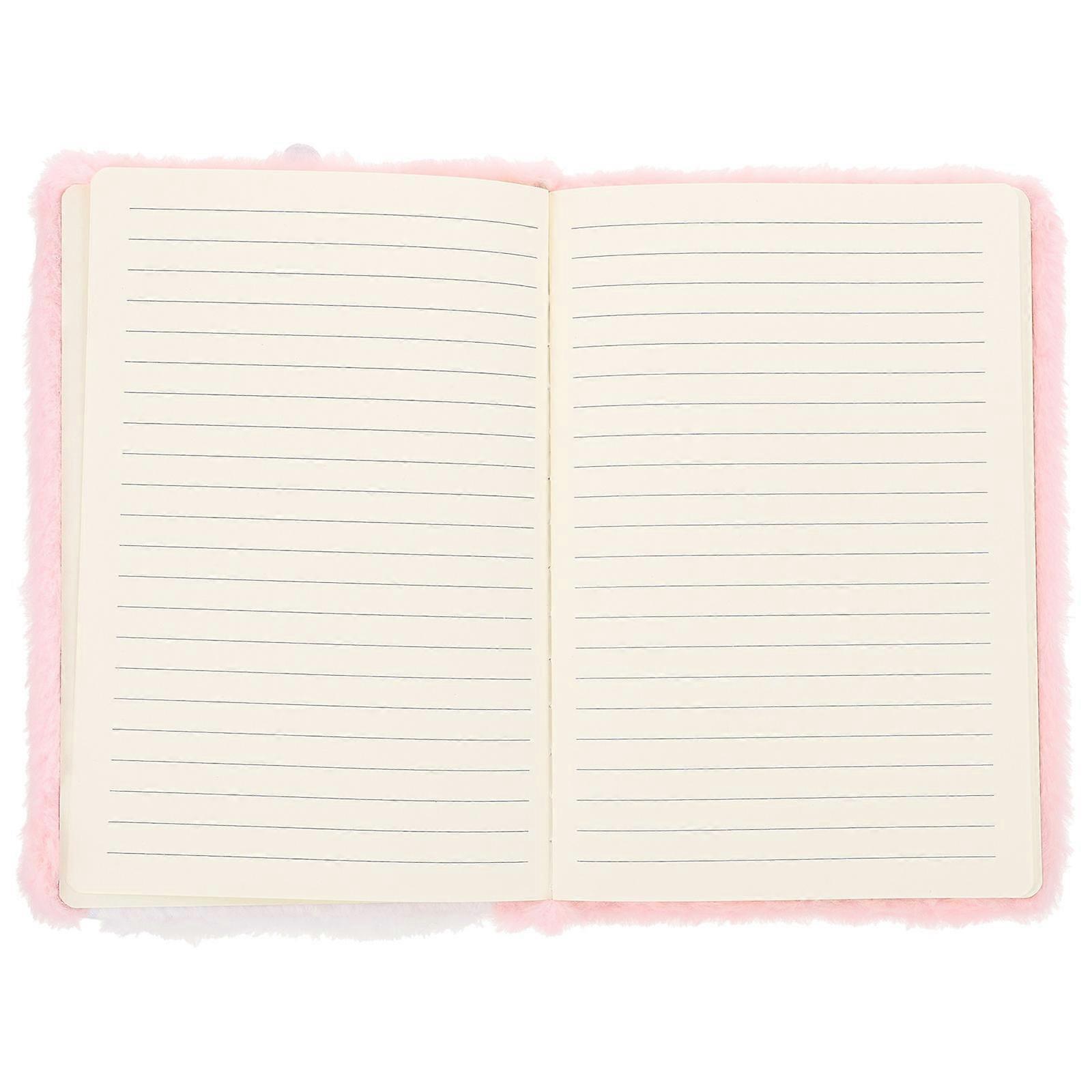 Girl Plush Notebook Pink with Adorable Plush Cover for Daily Use Cartoon Diary