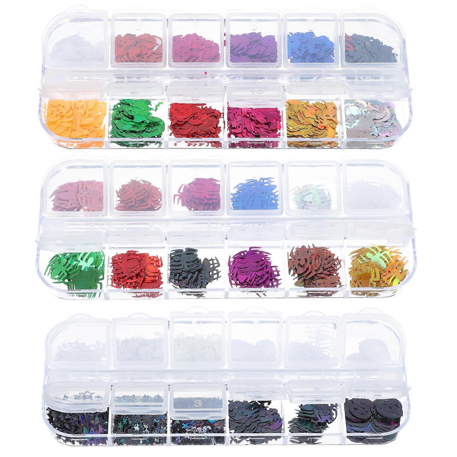 Halloween Nail Stickers Decoration For Women 13X5Cm Assorted Color Easy To Apply 3 Sets