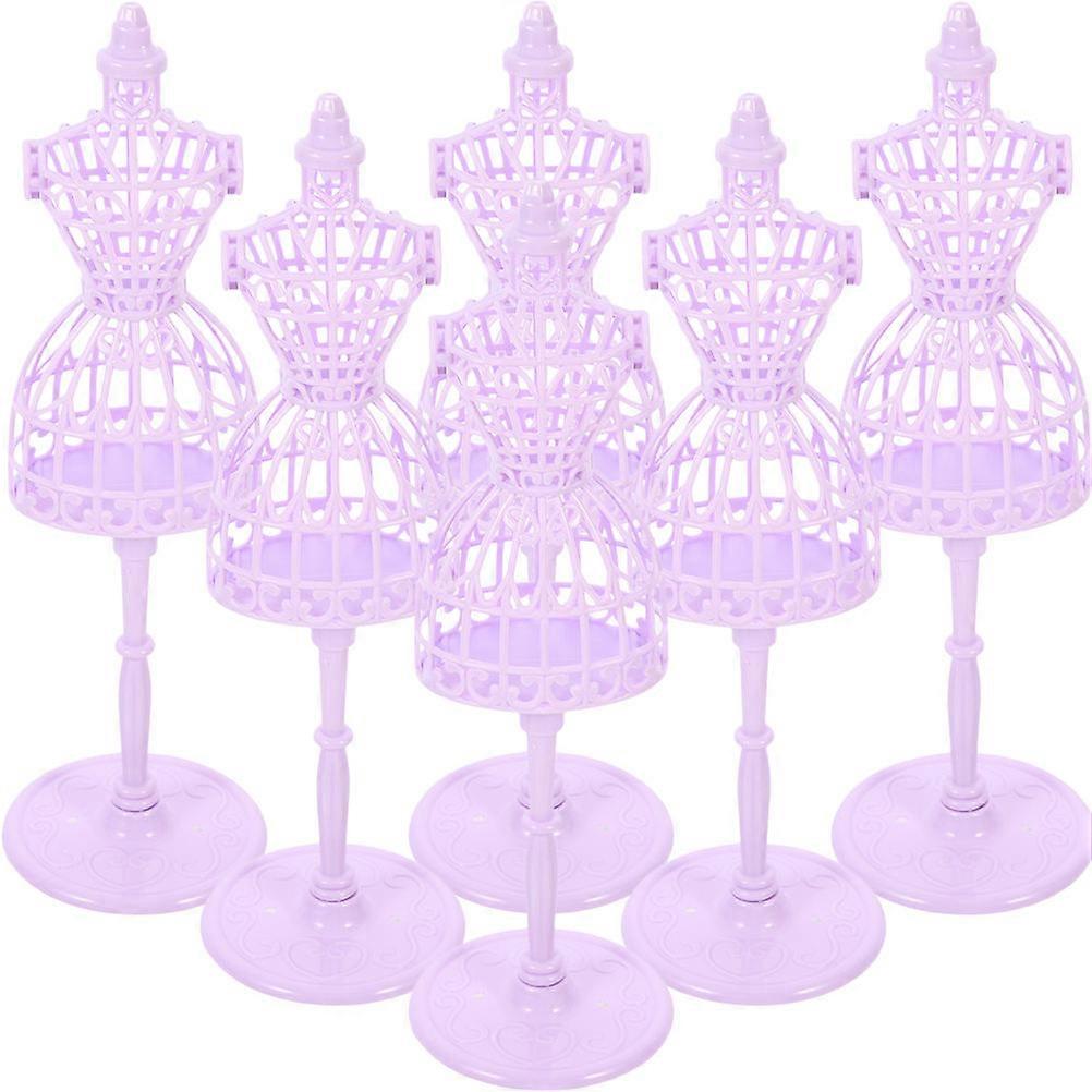 6 Pieces Violet Plastic Miniature Dress Forms for Decorative Use with Durable Quality