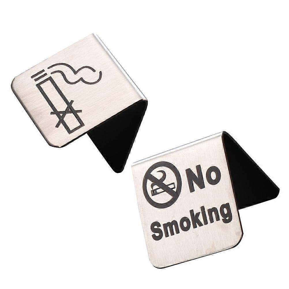 Stainless Steel Square No Smoking Table Sign 2Pcs Double-sided Design for Home Restaurant Use