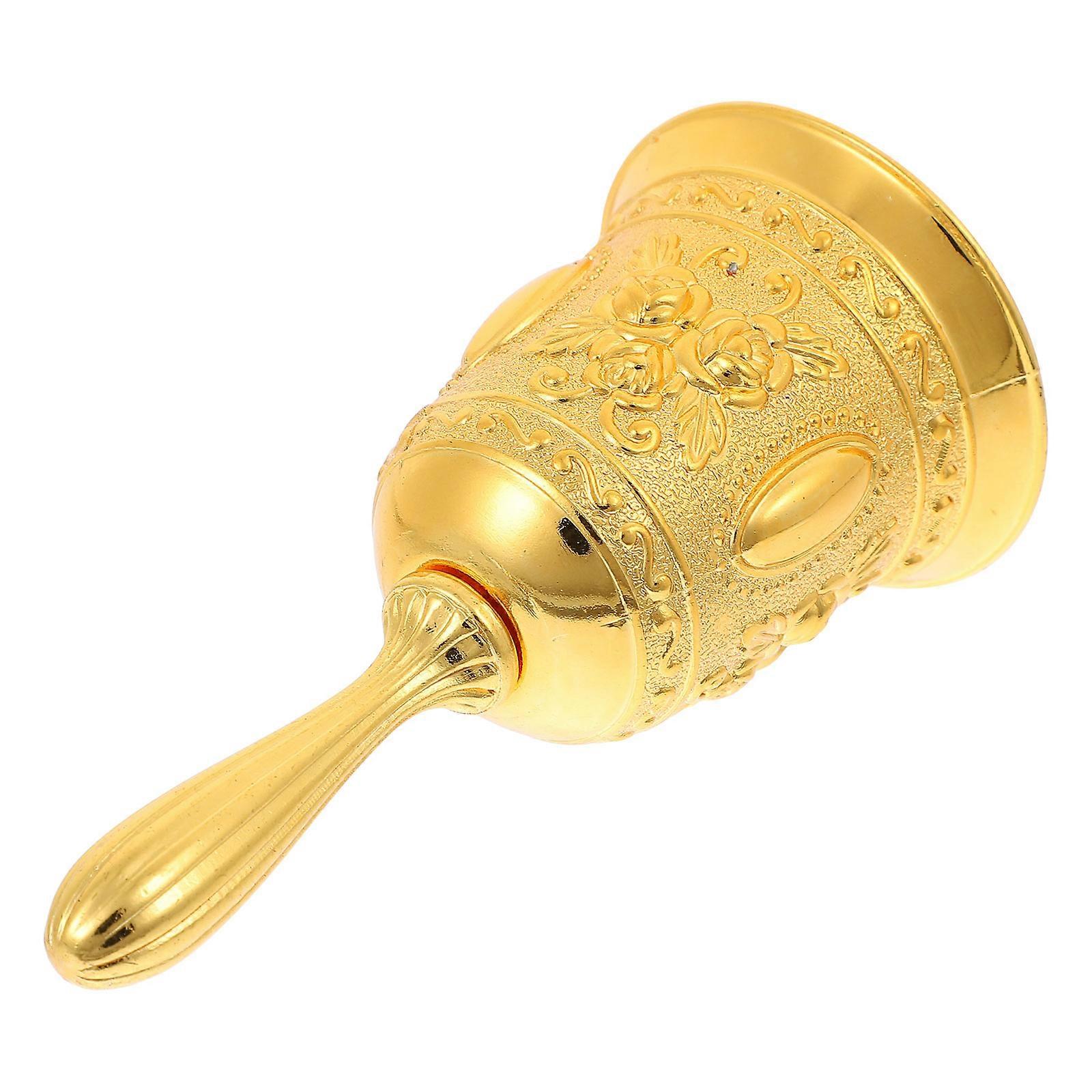 Vintage Call Service Bell For And Restaurant Usage Round Golden Metal With Sound Alert 1Pcs