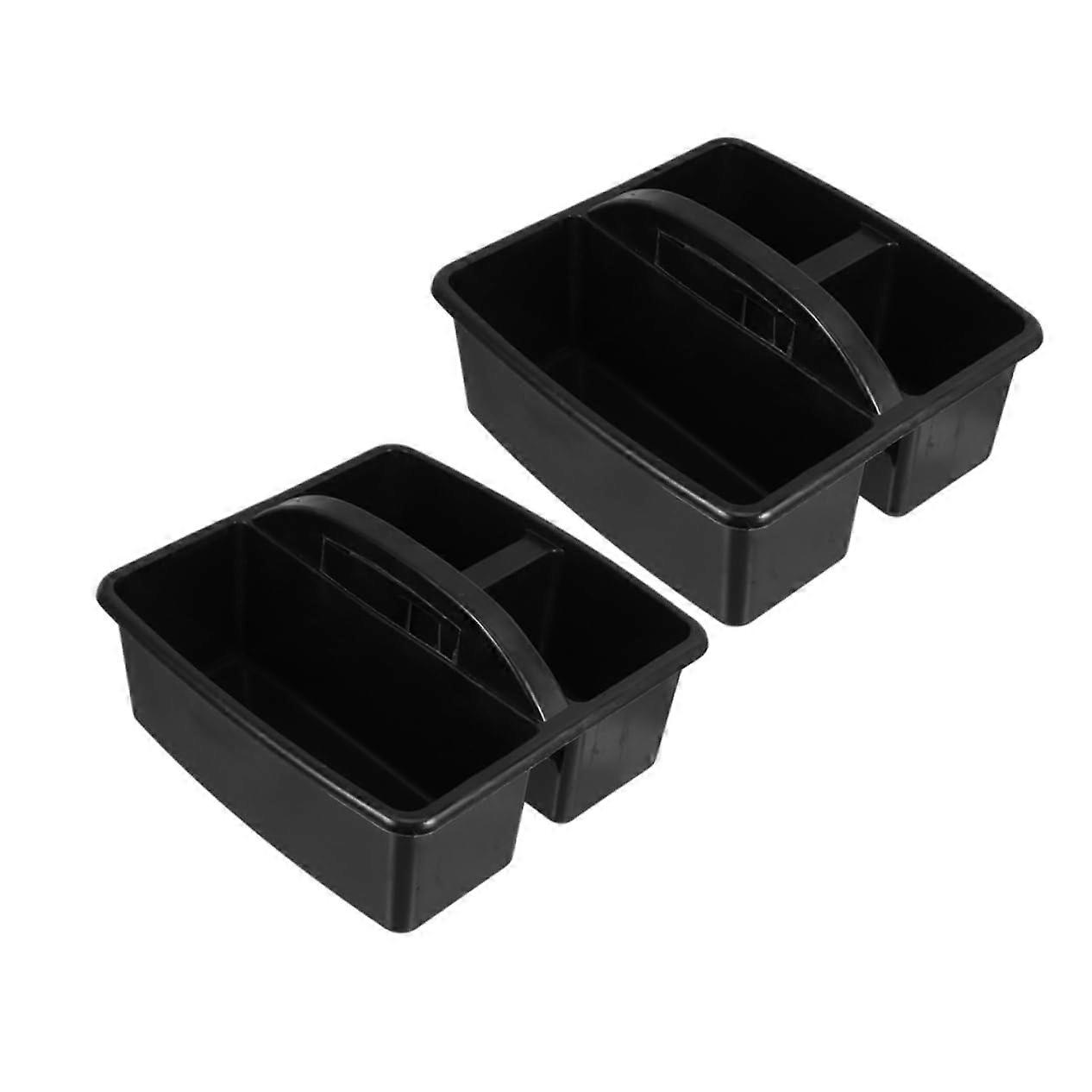 Plastic Organizer Two-Pack With Handle Compact Divided Storage Baskets For Art Supplies Office Supplies