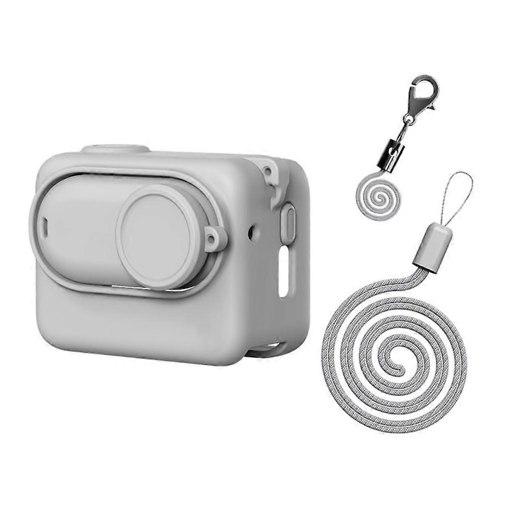 Silicone protective case for 360 GO 3S action camera and lens with quickrelease bottom slot and neck strap, color: gray. Ref: 2209