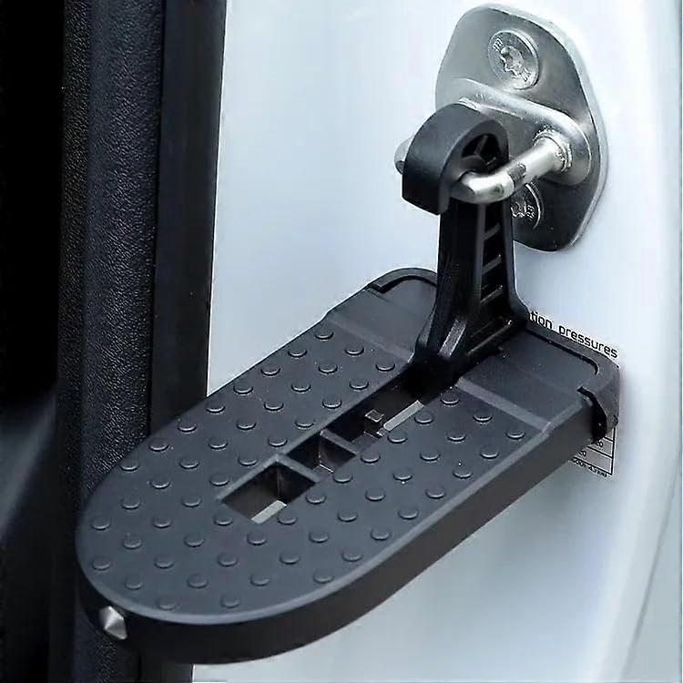 Universal Fit Folding Car Door Step with Locking Hook, Foot Pedal, Multi-Function Aluminum Safety Hammer