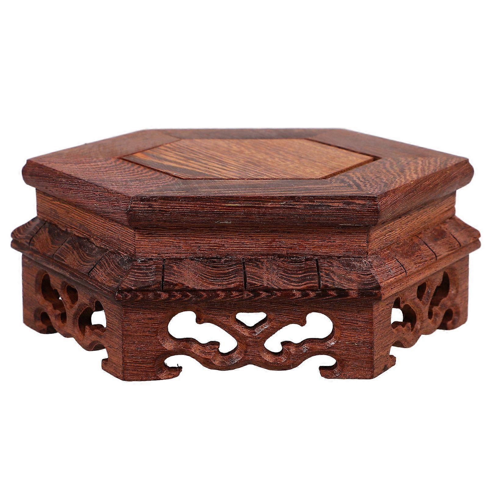 Wooden Flowerpot Stand Floor Stone Crafts Display Rack Flowerpot Display Support