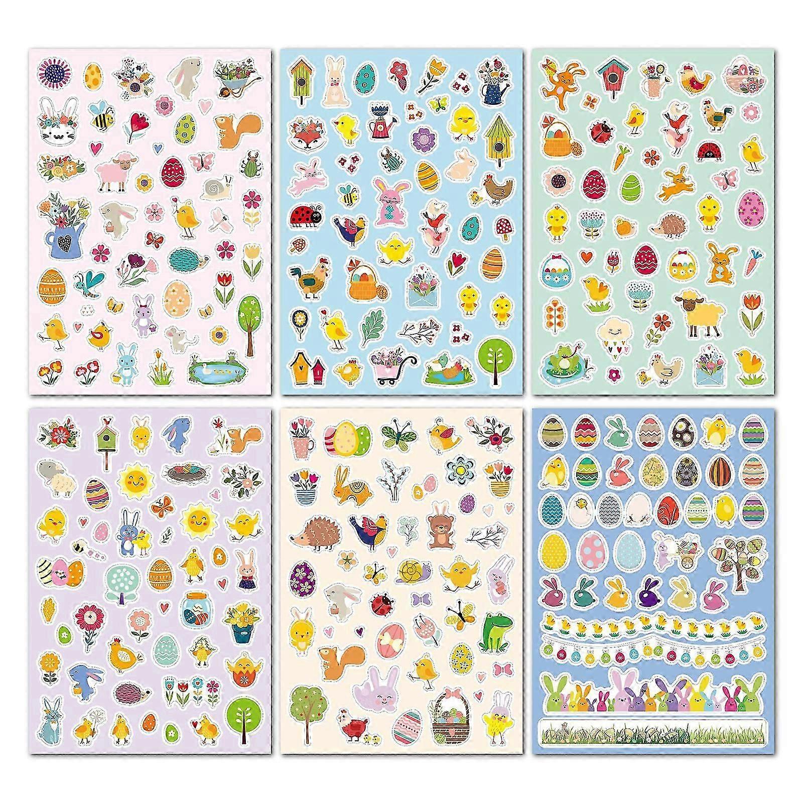 Cartoon Easter Craft Stickers Adhesive Easter Egg Rabbit Chicken Animal
