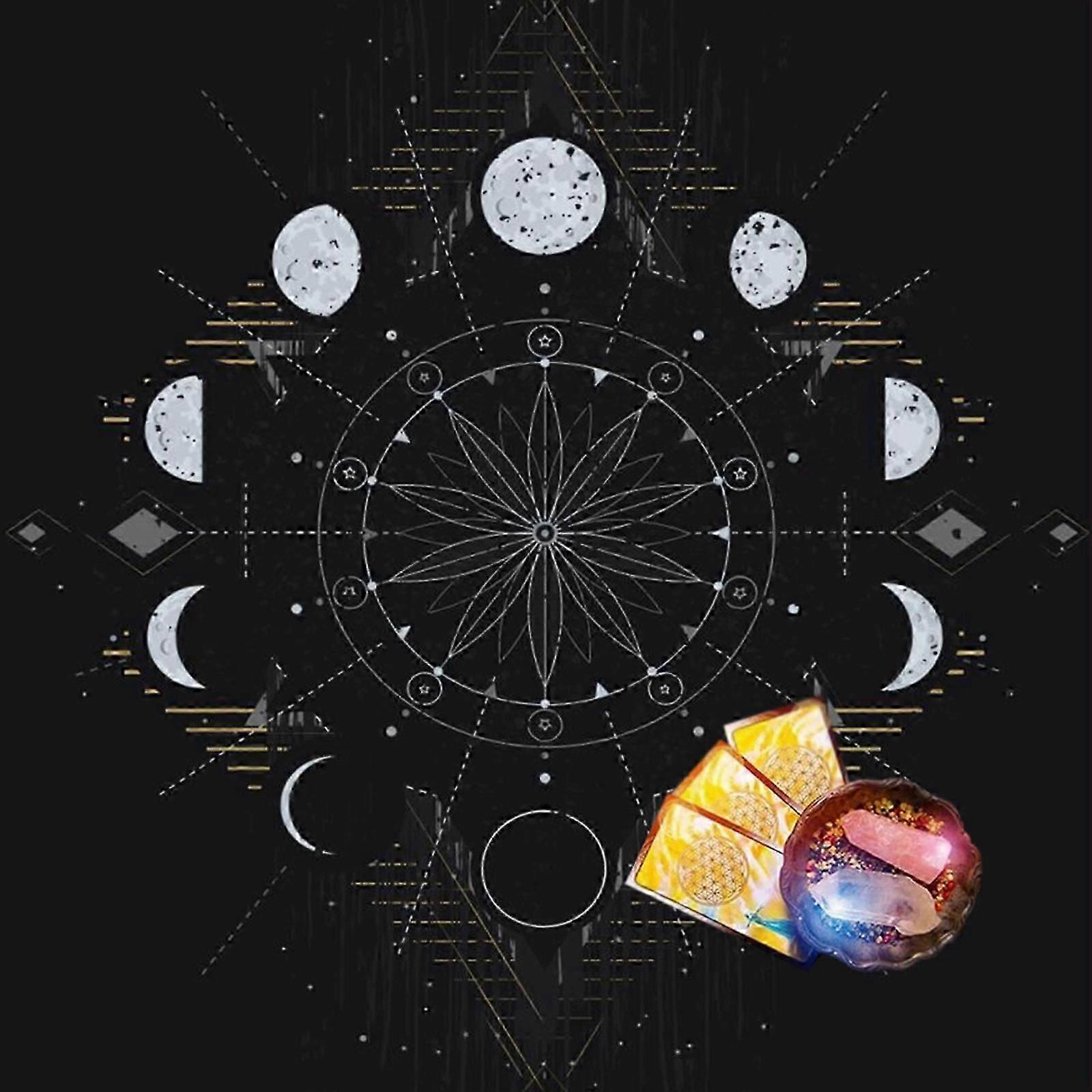 Divinations Cards Table Cloth Tapestry Moon Phases Tarot Tablecloth Astrologys