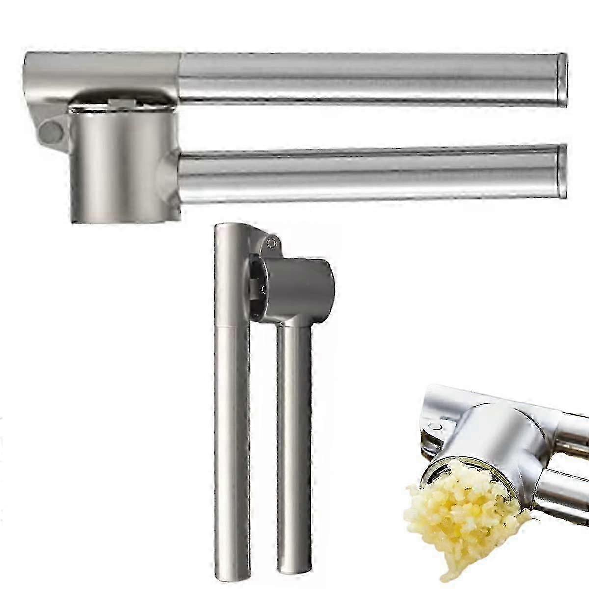 Stainless Steel Garlic Press with Removable Insert - Rust-Free Garlic & Ginger Crusher