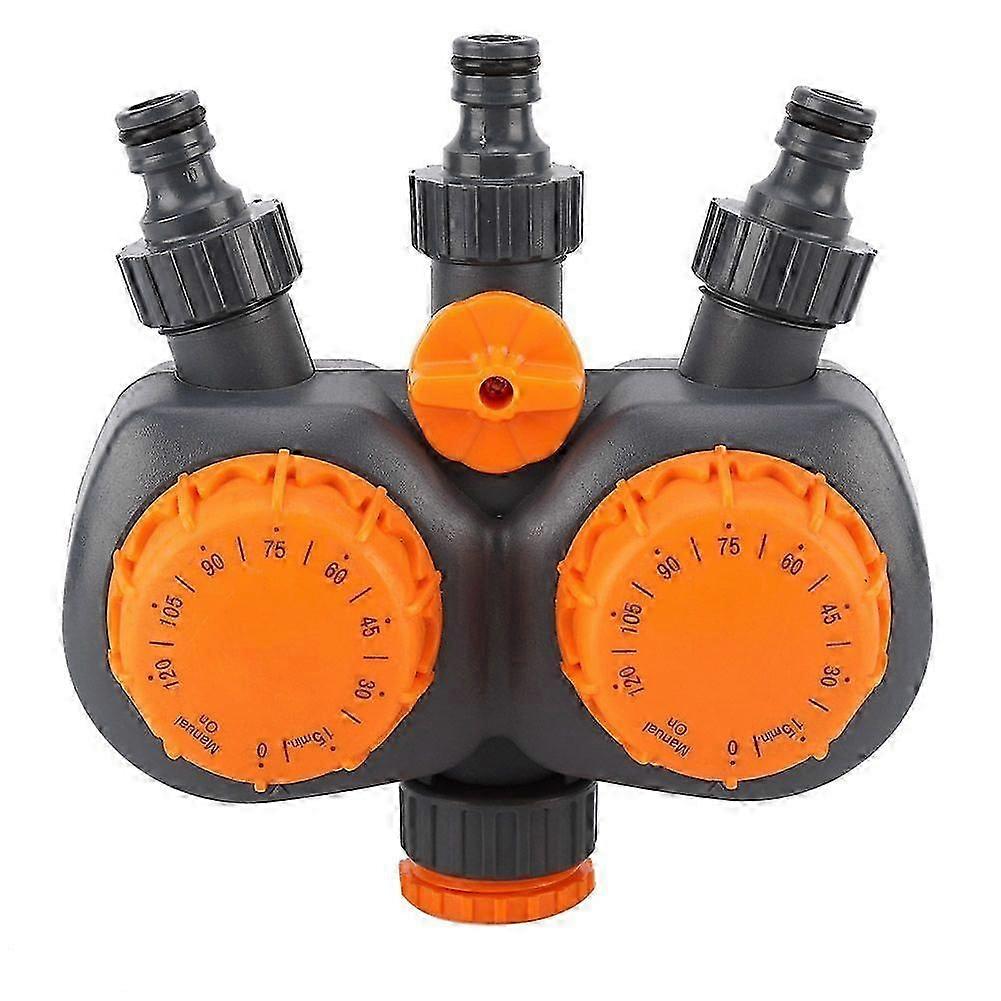 G3/4" Double Head Garden Water Controller Switch with Mechanical Irrigation Timer
