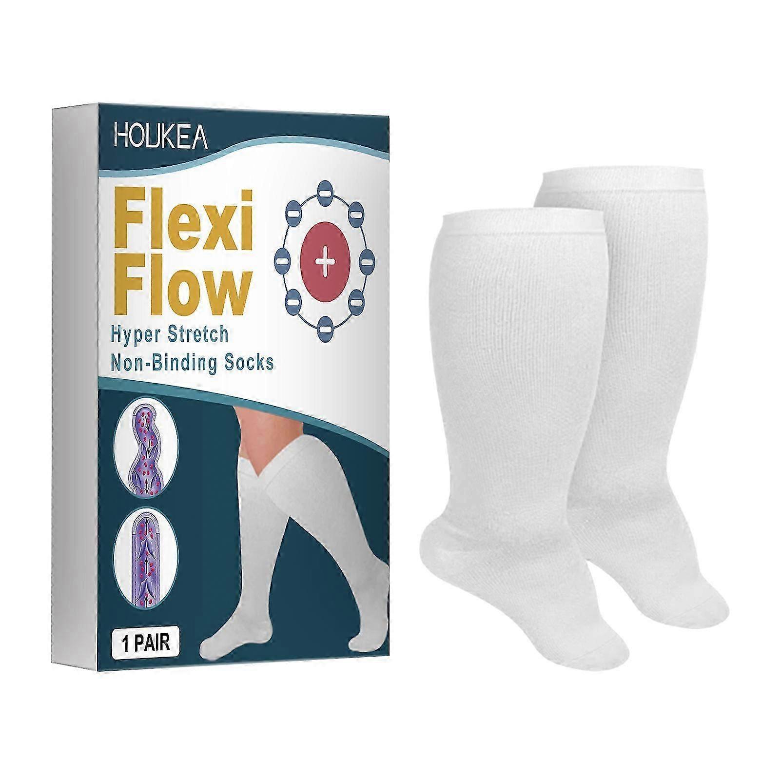 Houkea super elastic unconstrained socks relieve discomfort in the front of the body, swelling in the feet, earthworm leg care socks