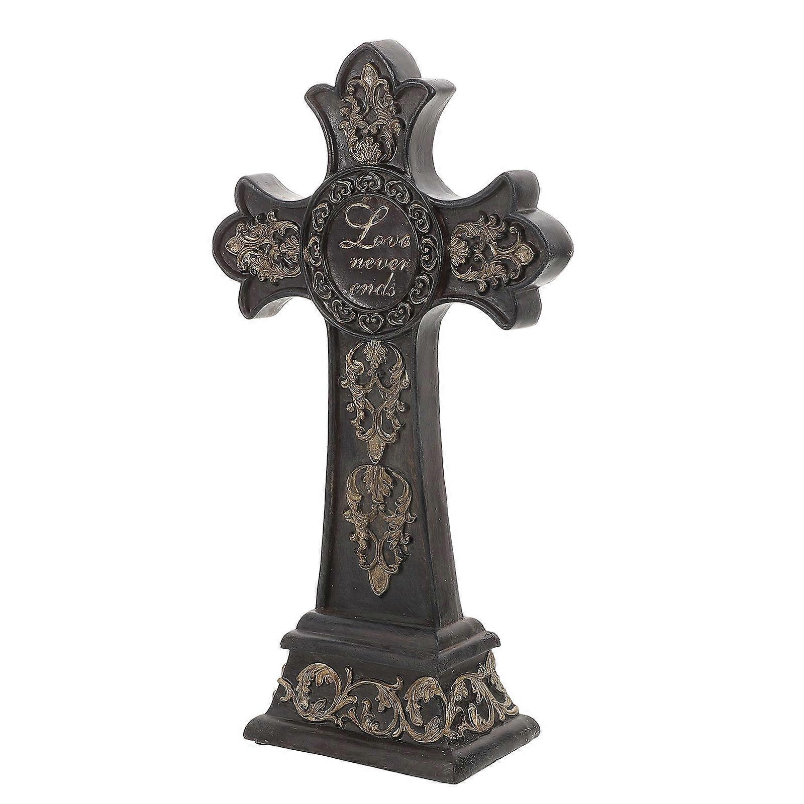European Style Resin Cross Decoration for Parties Christian Desktop Cross
