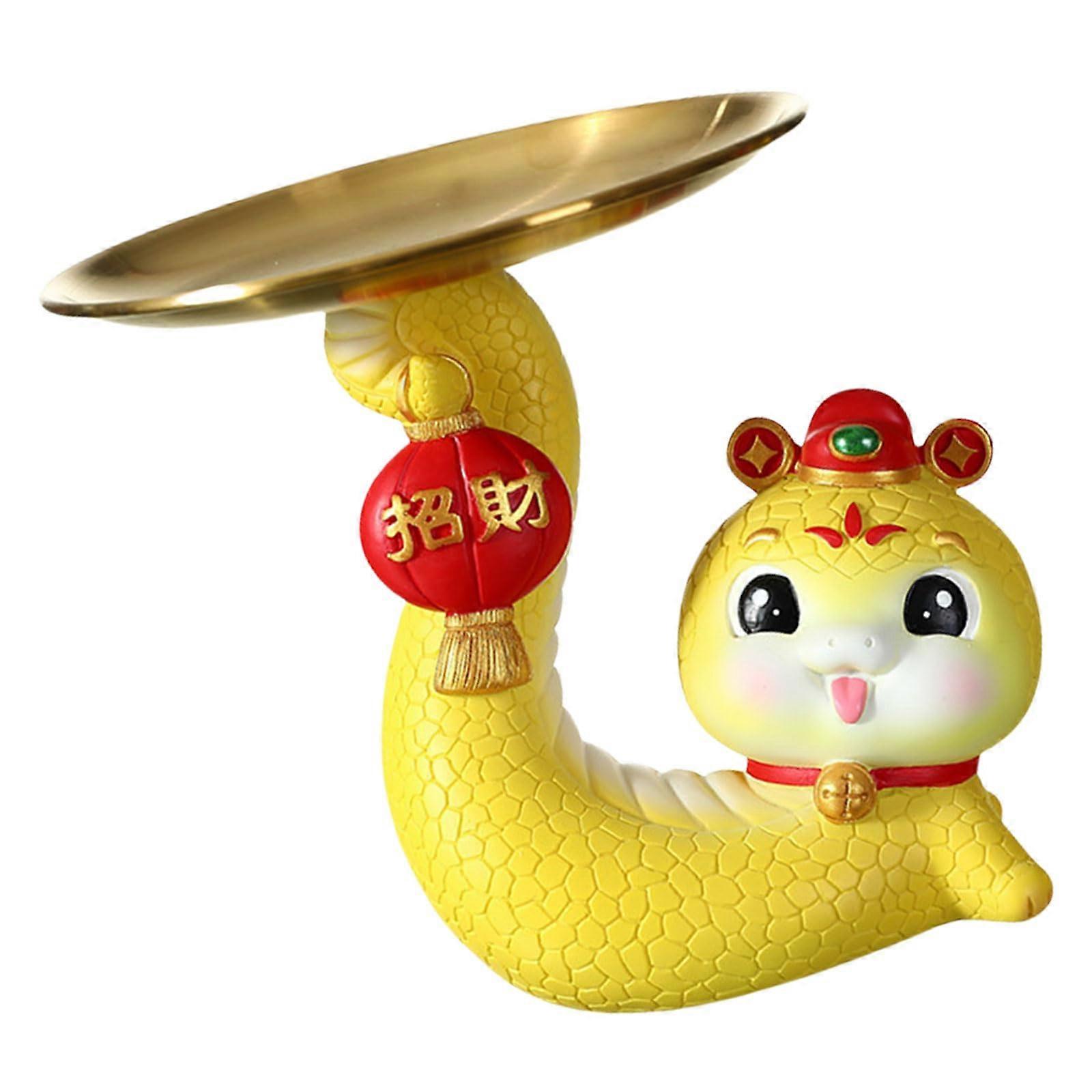 Phone Holder Tray Statue Chinese Zodiac Snake Year Resin Desk Organizer Space Saving Storage Figurine