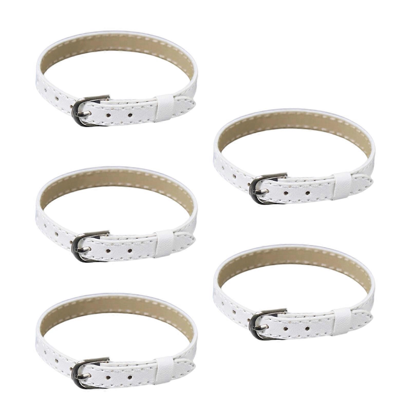 Set of 5 Flexible Adjustable Model Strap Compatible With Waist Belt Metal Closure Included White