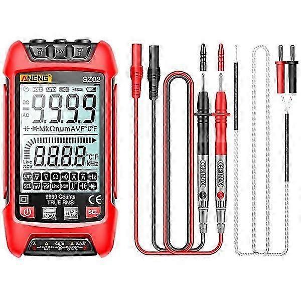 Smart Digital Multimeter True RMS Auto Electrical Capacitance Meter AC DC Voltage Resistance Transistor Red Cs fast