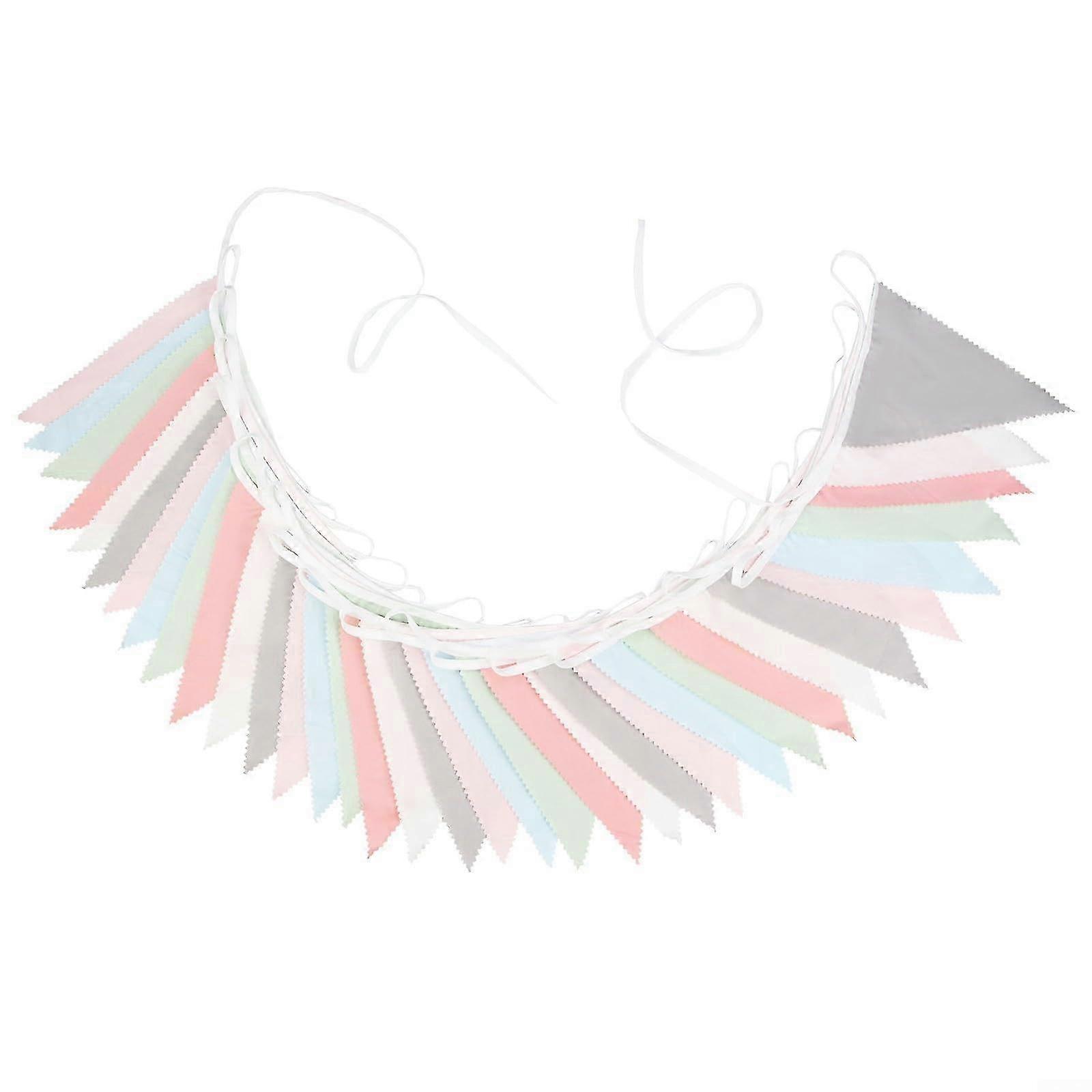 2025 Multi Coloured Fabric Bunting Banner Stretch to 10m Length with Vivid Triangle Flags for Events (Nordic Colour)