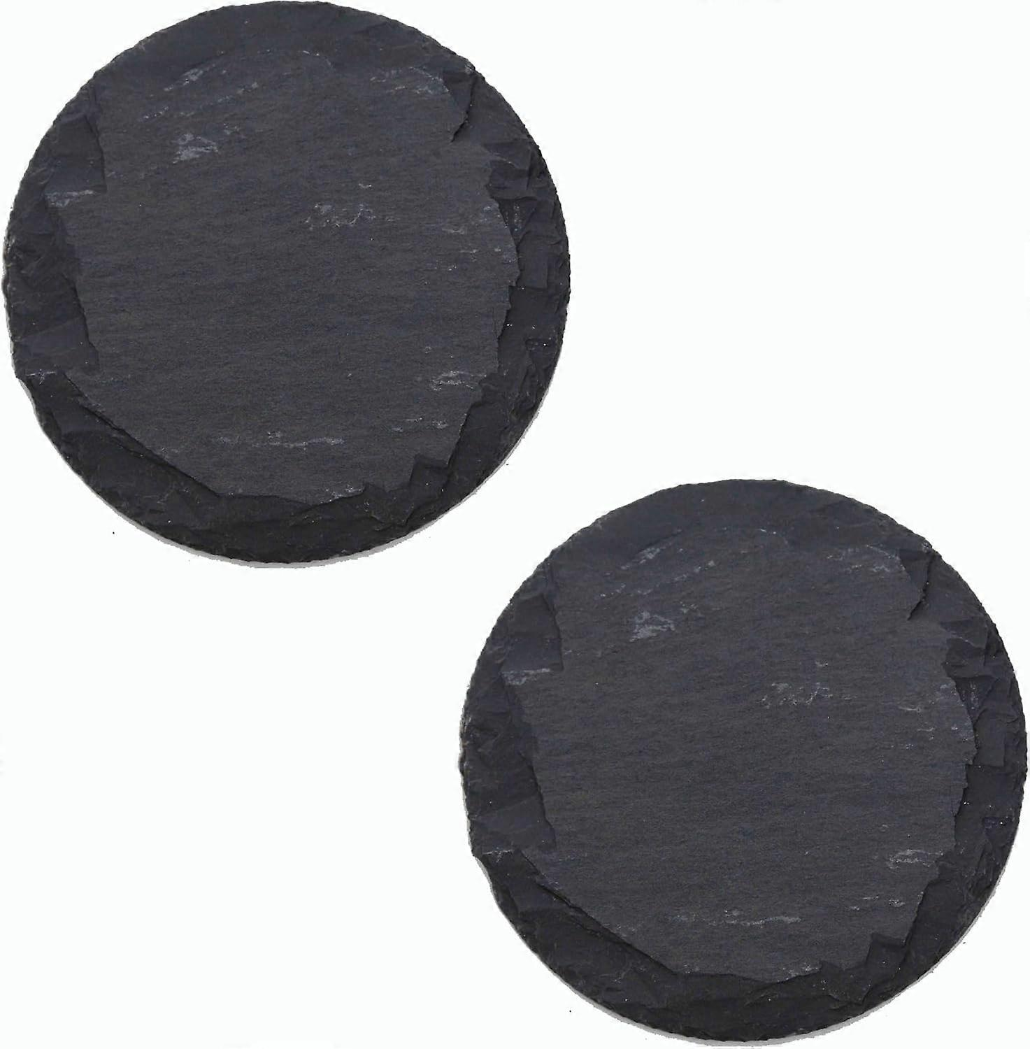 2x Schieferplatten I rund I 33x0,5 cm I Schiefer Platten Schieferteller Servierteller Servierplatten Schiefer Teller Set