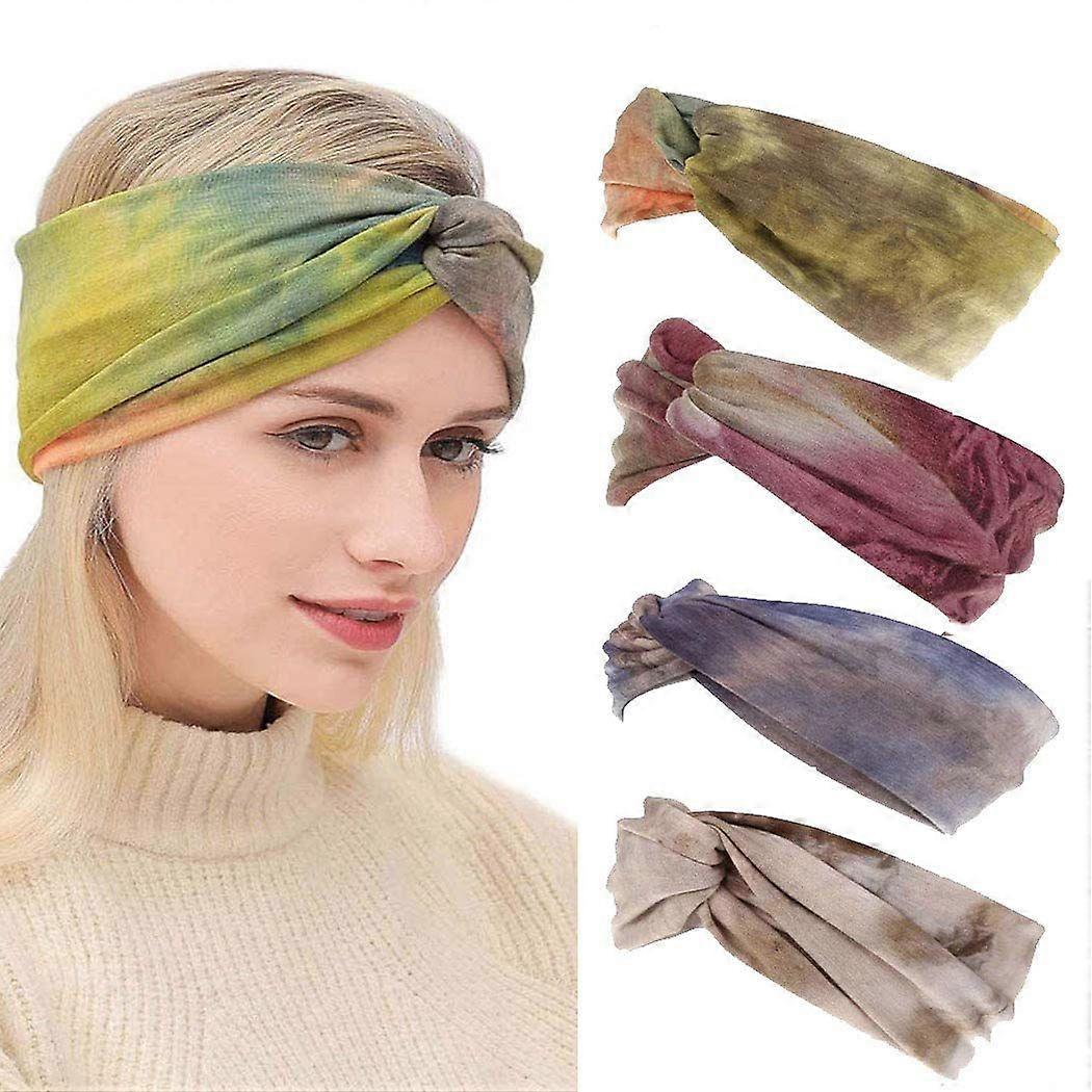Cross Headbands Stylish Printed Yoga Head Wrap Knotted Elastic