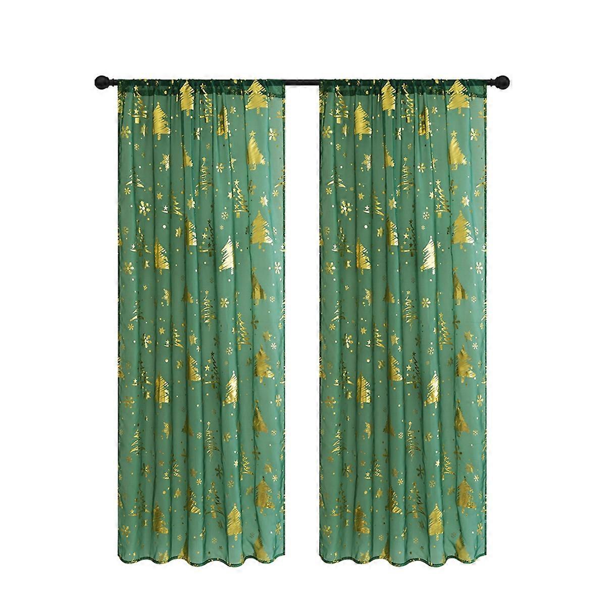 2 Pcs Festive Christmas Curtains with Snowflake Print Window Curtains for Living Room 52"W X 83.9"L