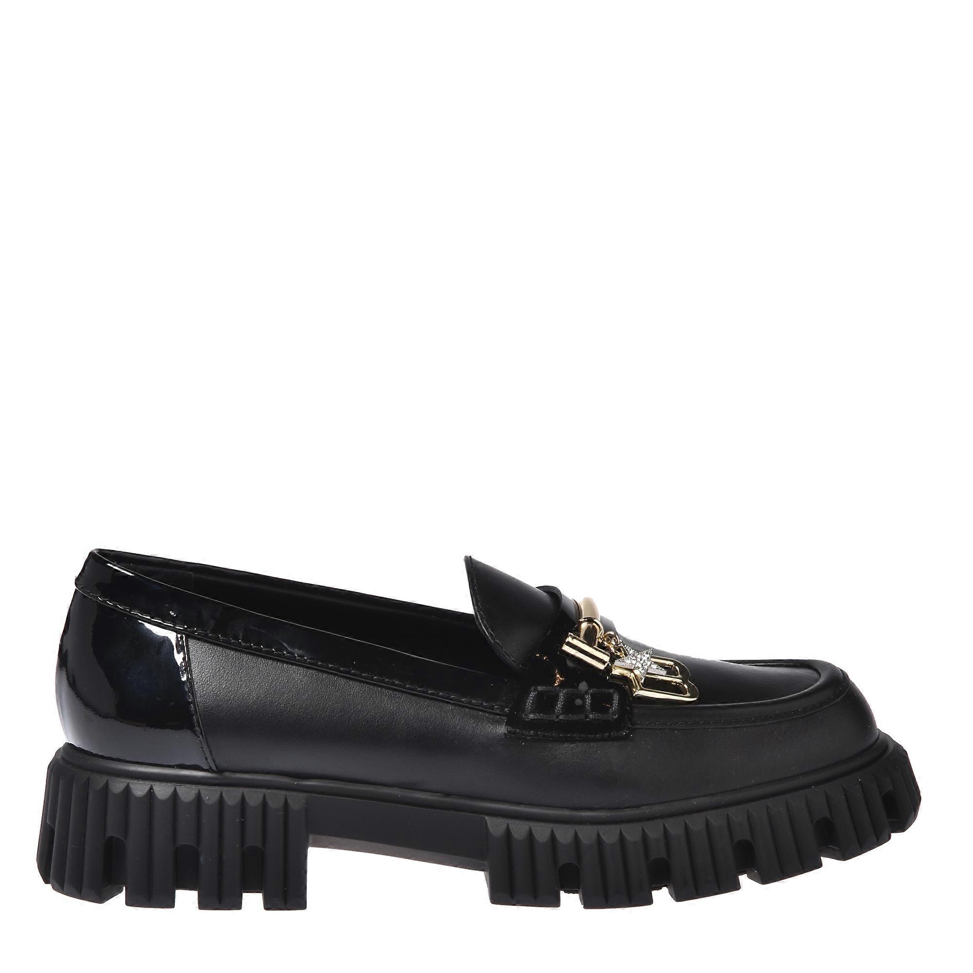 Baldinini - Black Leather And Patent Leather Loafers
