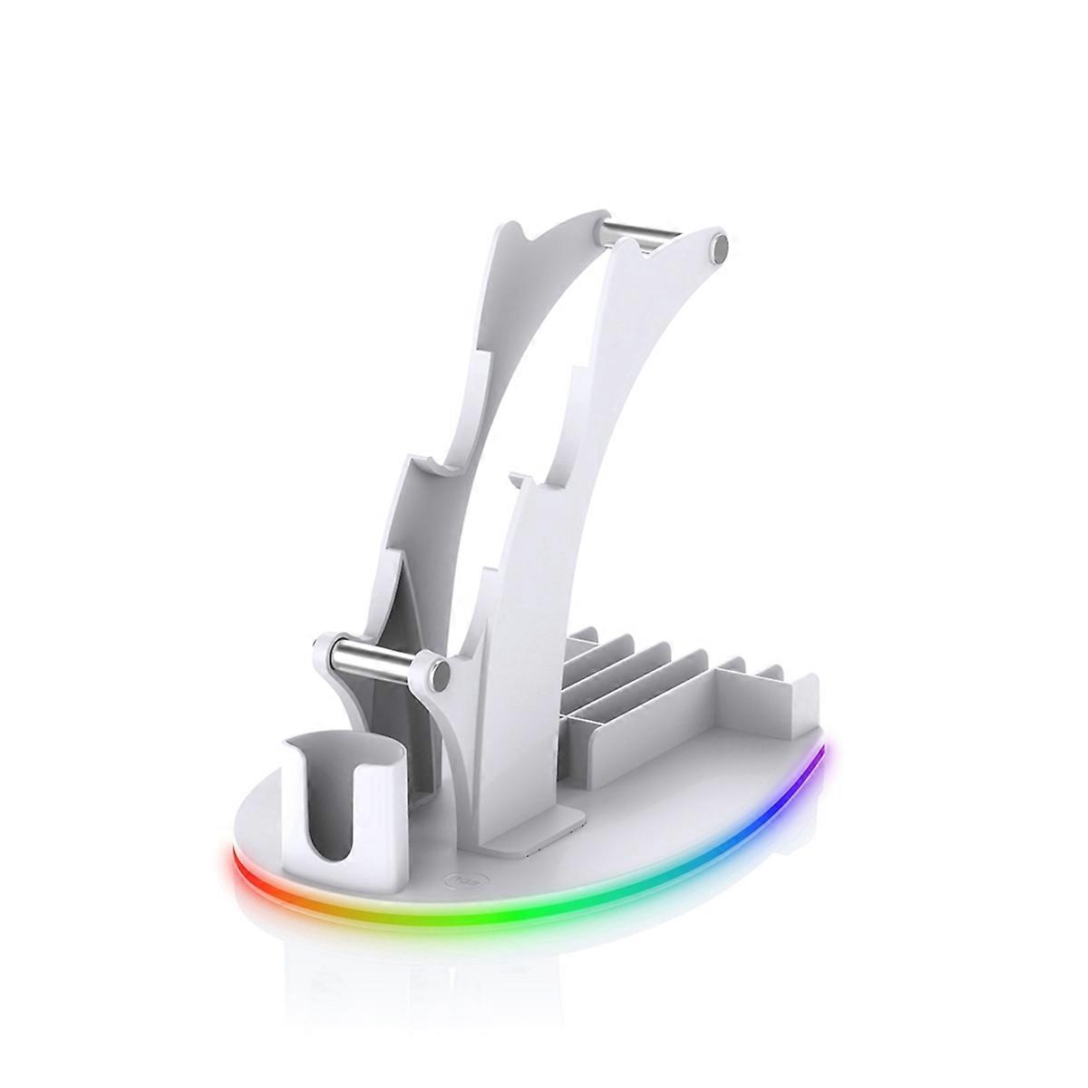 For Desktop Storage Stand Controller Stand with RGB Lights Headphone/Handle/Remote/Disc Desktop Storage Stand White