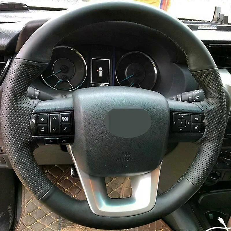 Black Artificial Leather Hand-Stitched Car Steering Wheel Cover Car Accessories Suitable for Toyota Suitable for tuner 2016-2019 Hilux 2015-2019
