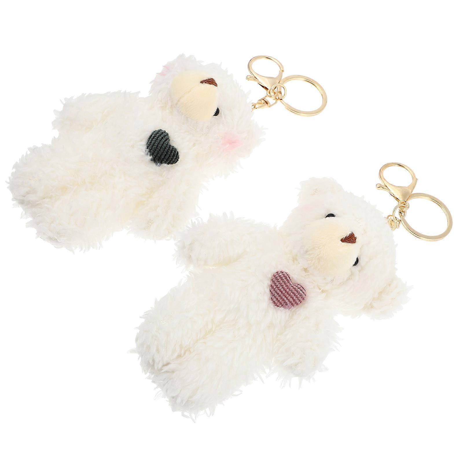 Key Chain Pendants Plush Bear for Decor 2Pcs Bag Hanging Pendants Set