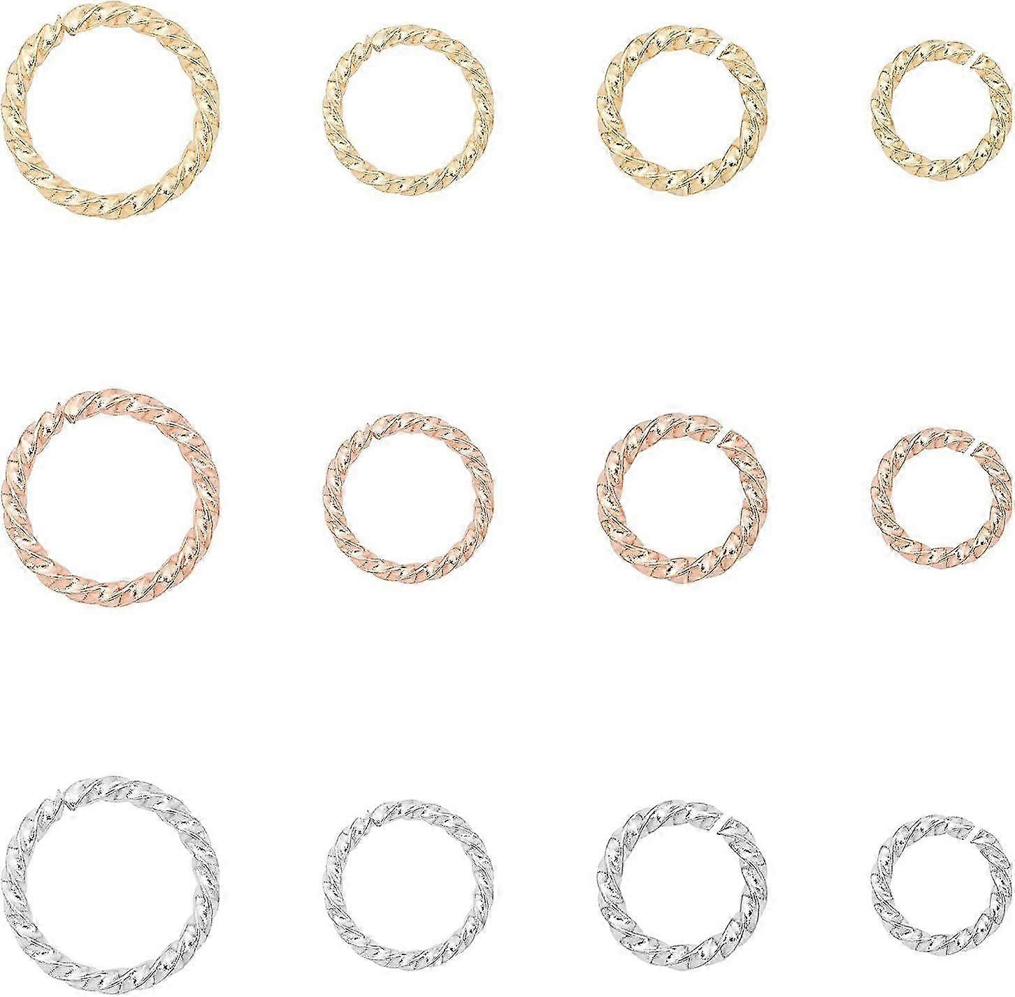 Approx. 72pcs 3 Colors Spiral Jump Rings 4 Sizes Stainless Steel Open Jump Ring