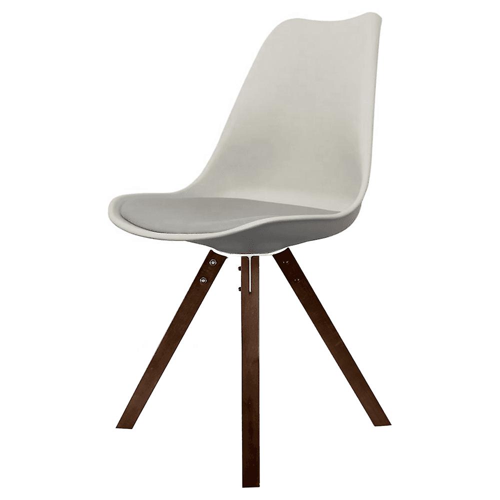 Fusion Living Soho Lysegrå Plast Spisebordsstol med Firkantet Pyramide Mørkt Træ Ben