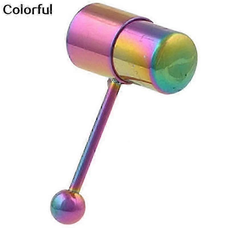 Unisex Cool Punk Hammer Shape Vibrating Tongue Bar Stud Body Piercing Jewelry