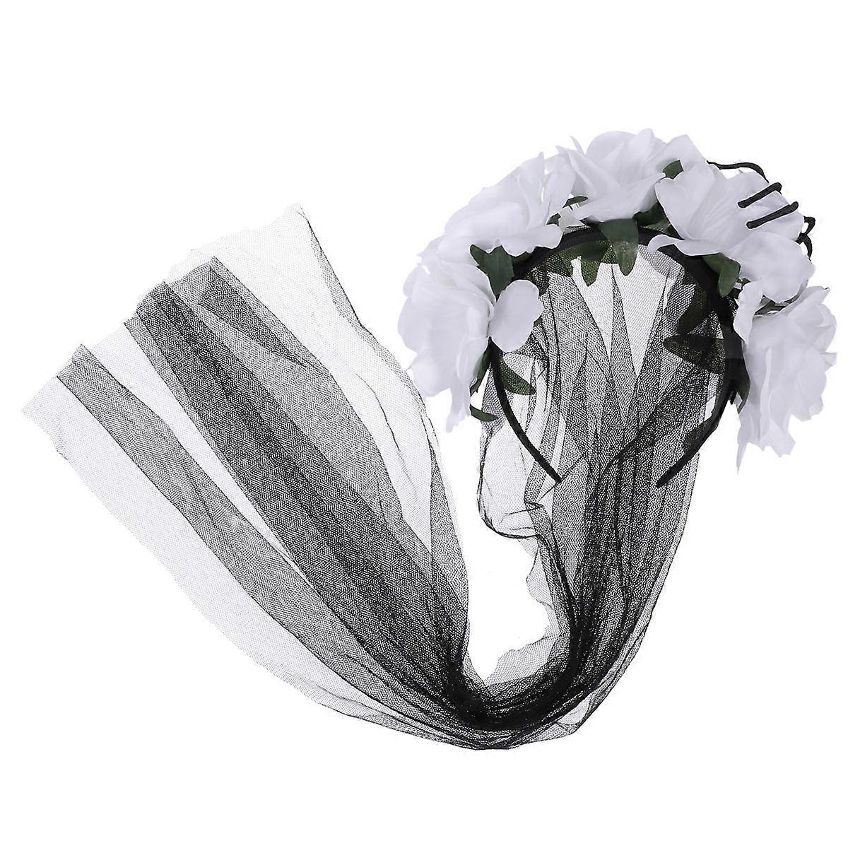 Halloween Party Headband with Simulation Rose Flower and Spider