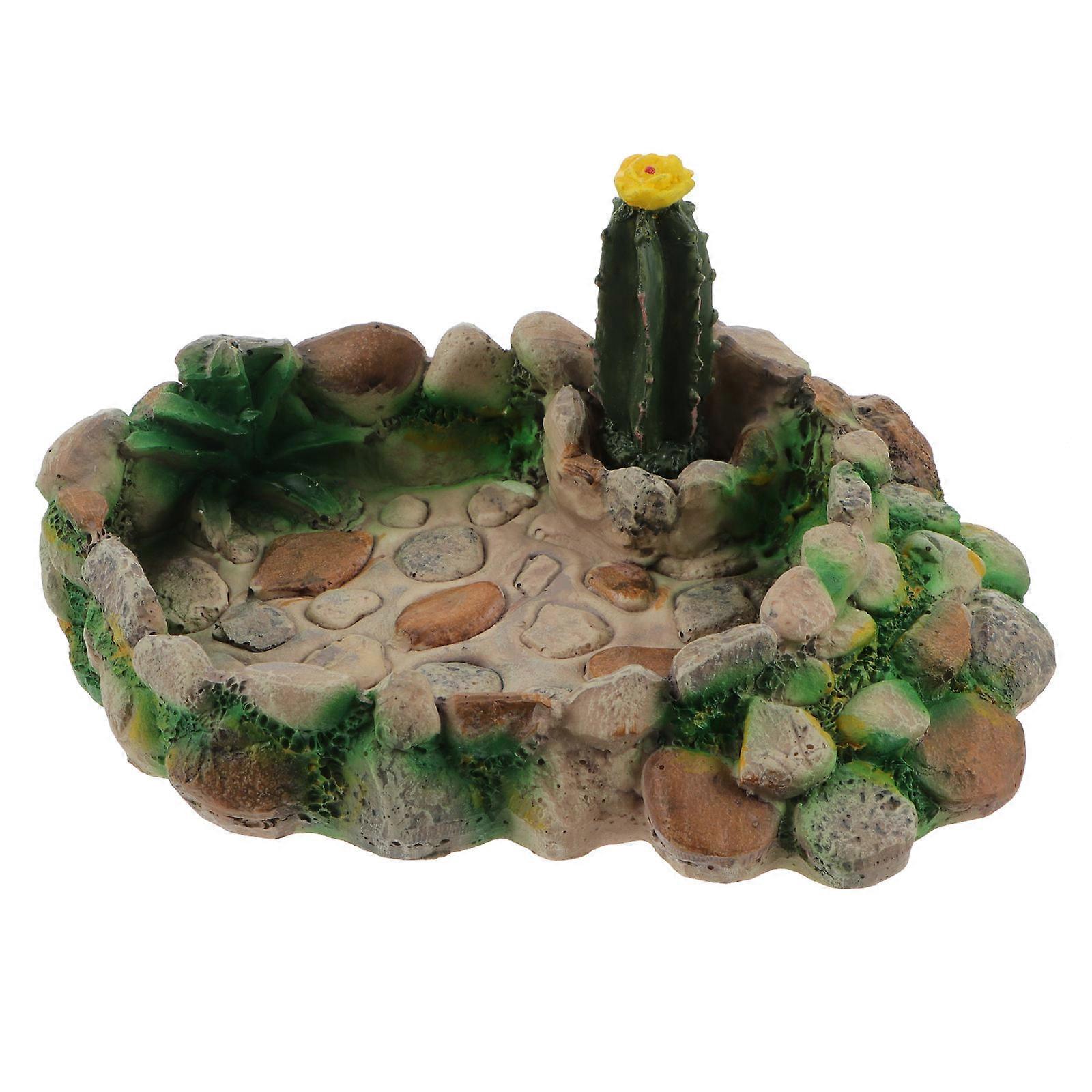 Reptile Food Feeder Simulation Stone Feeding Bowl for Tortoises Lizards Resin Durable Stable 1Pcs