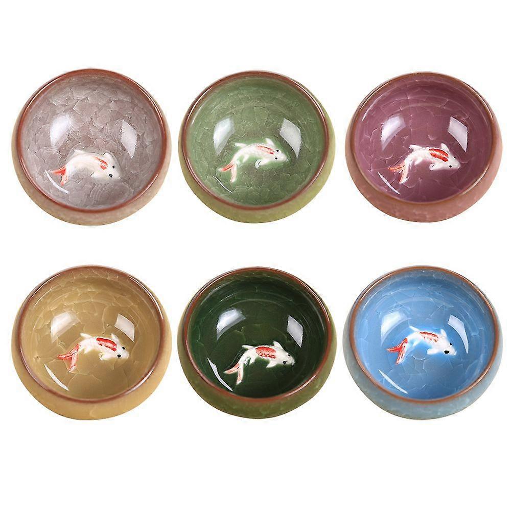 6PCS Ceramic Fish Tea Cup Set Creative Delicate Teaware Set(Assorted Pattern)
