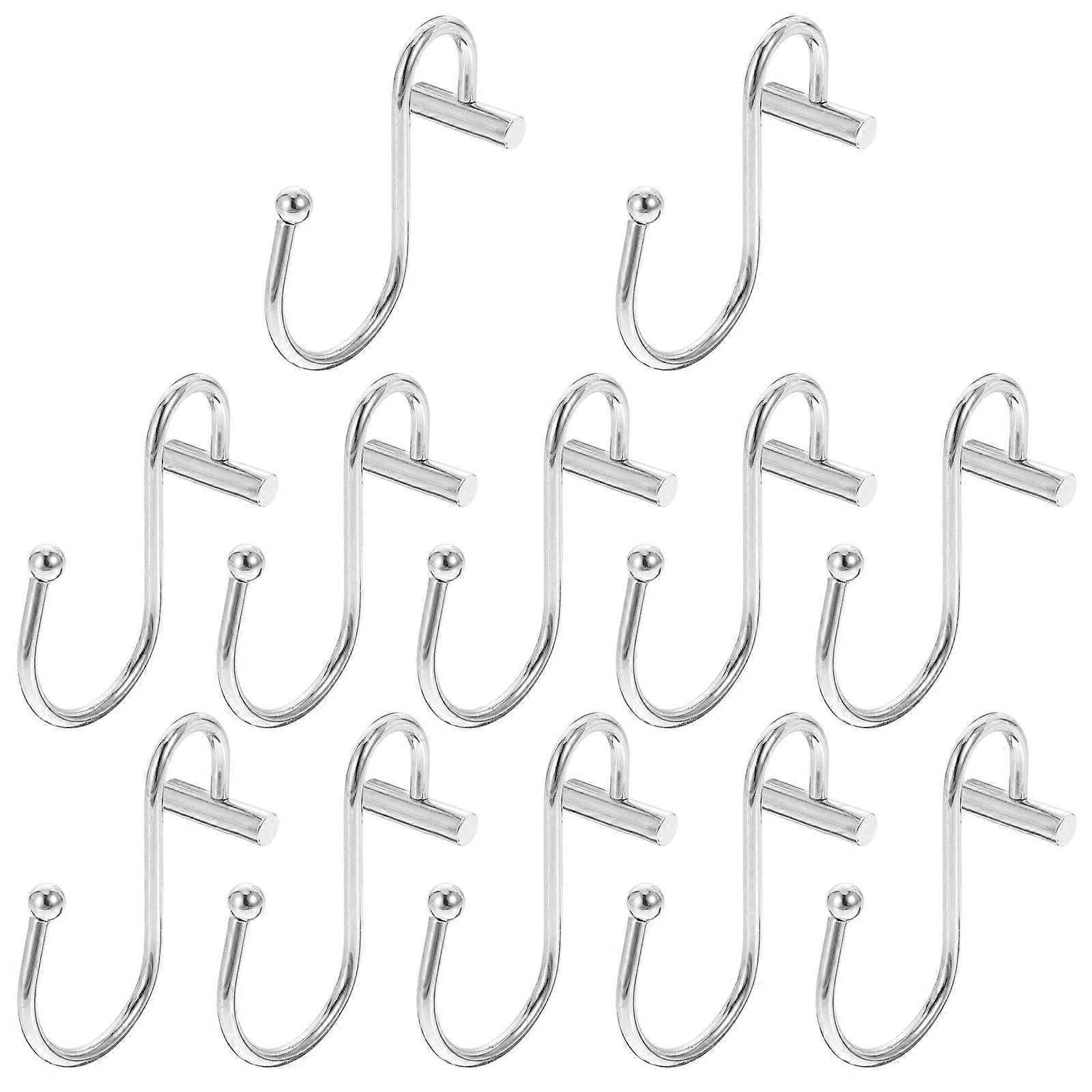 Curtain Rod Hooks Silver Color Function 12Pcs for Bathroom Use