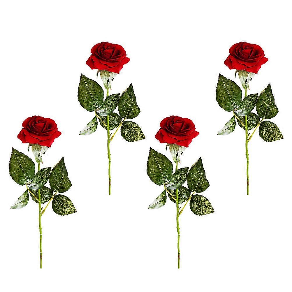 Artificial Rose Fake Flower Adorn for Decor 4Pcs Collection