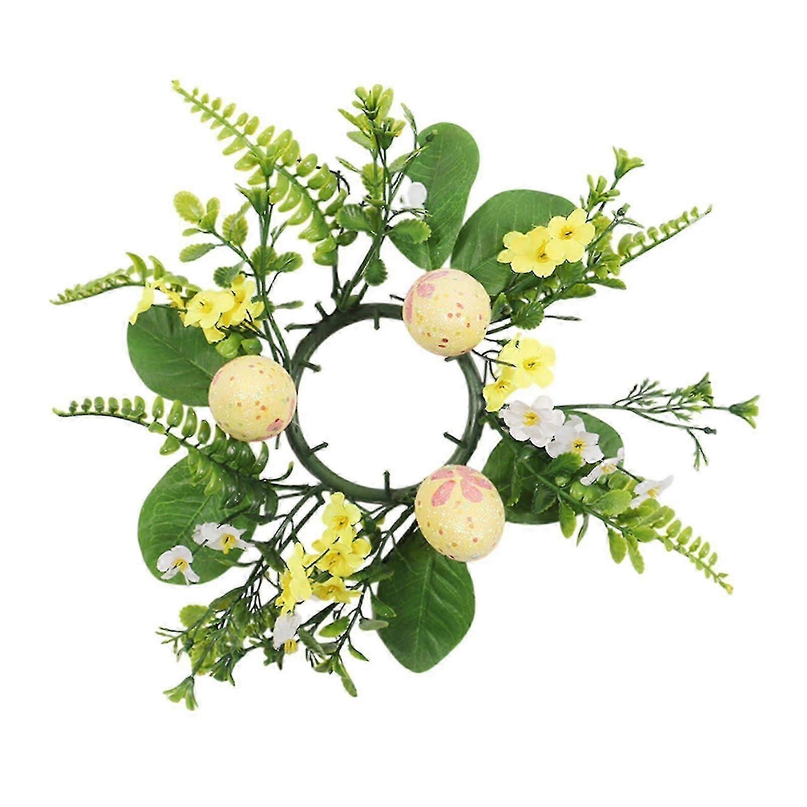 Easter Eggs Candle Holders Desktop Holiday Decoration Candle Decoration Ornament Artificial Water Grass Easter Eggs Wreath PUW3239