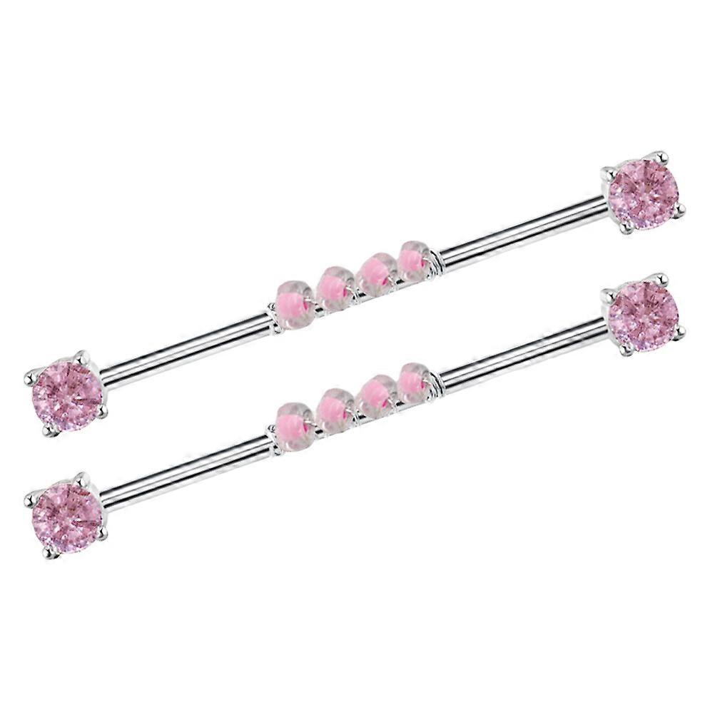Pink Industrial Piercing Earrings Titanium Steel Barbell for Women 6Pcs Jewelry