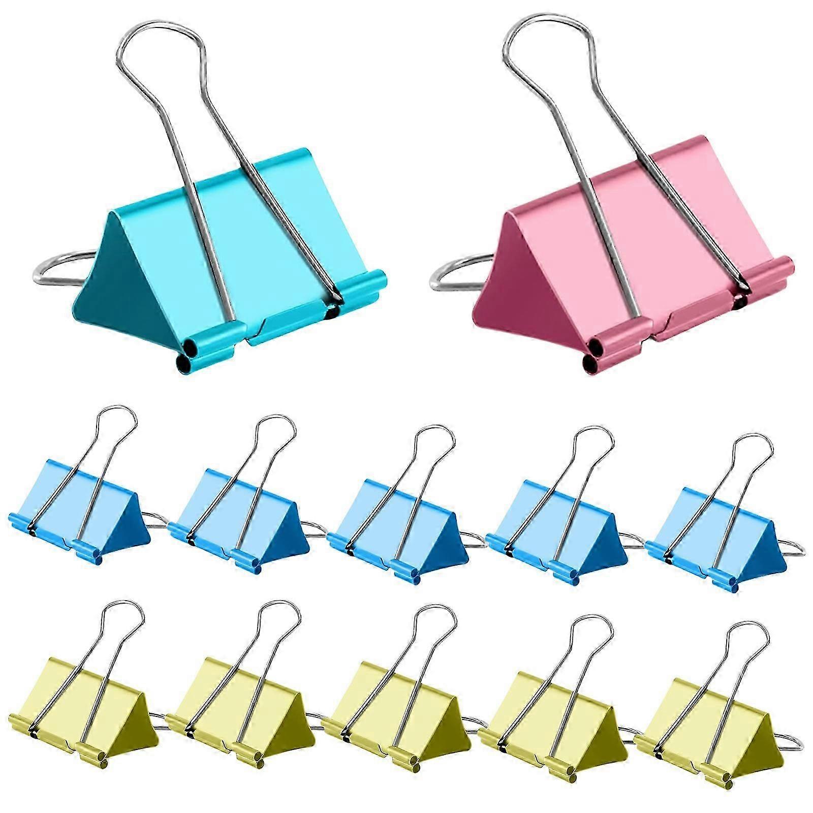 12 Pcs Binder Clips Foldback Clips 25mm/32mm/41mm/51mm Foldback Clamps Money Paper Clamps Writing Paper Clips For School Colorful 51mm