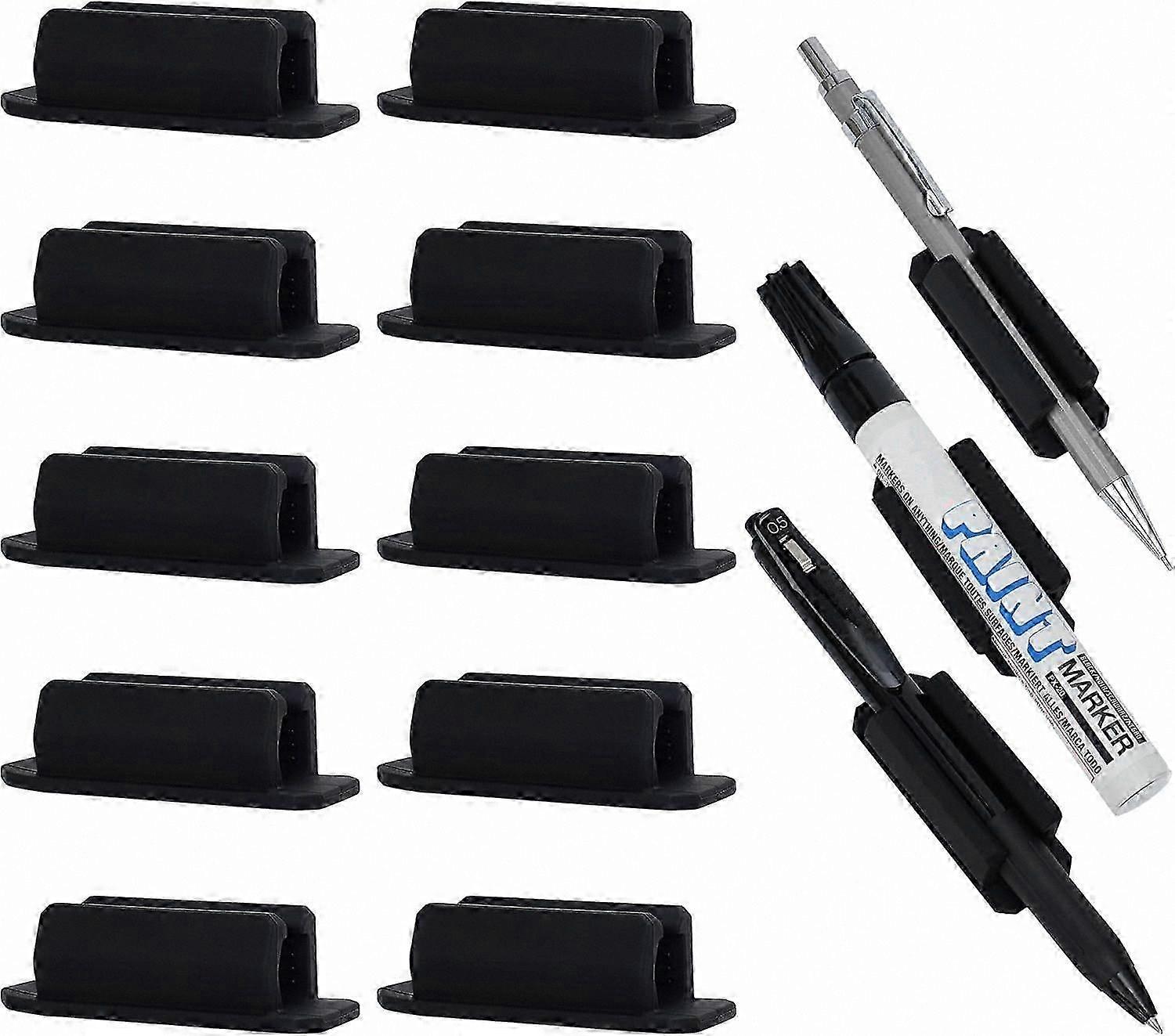 10-Pack Adhesive Silicone Pen Holders for Desk, Classroom Clipboard Organizer, Pencil and Marker Storage Solution