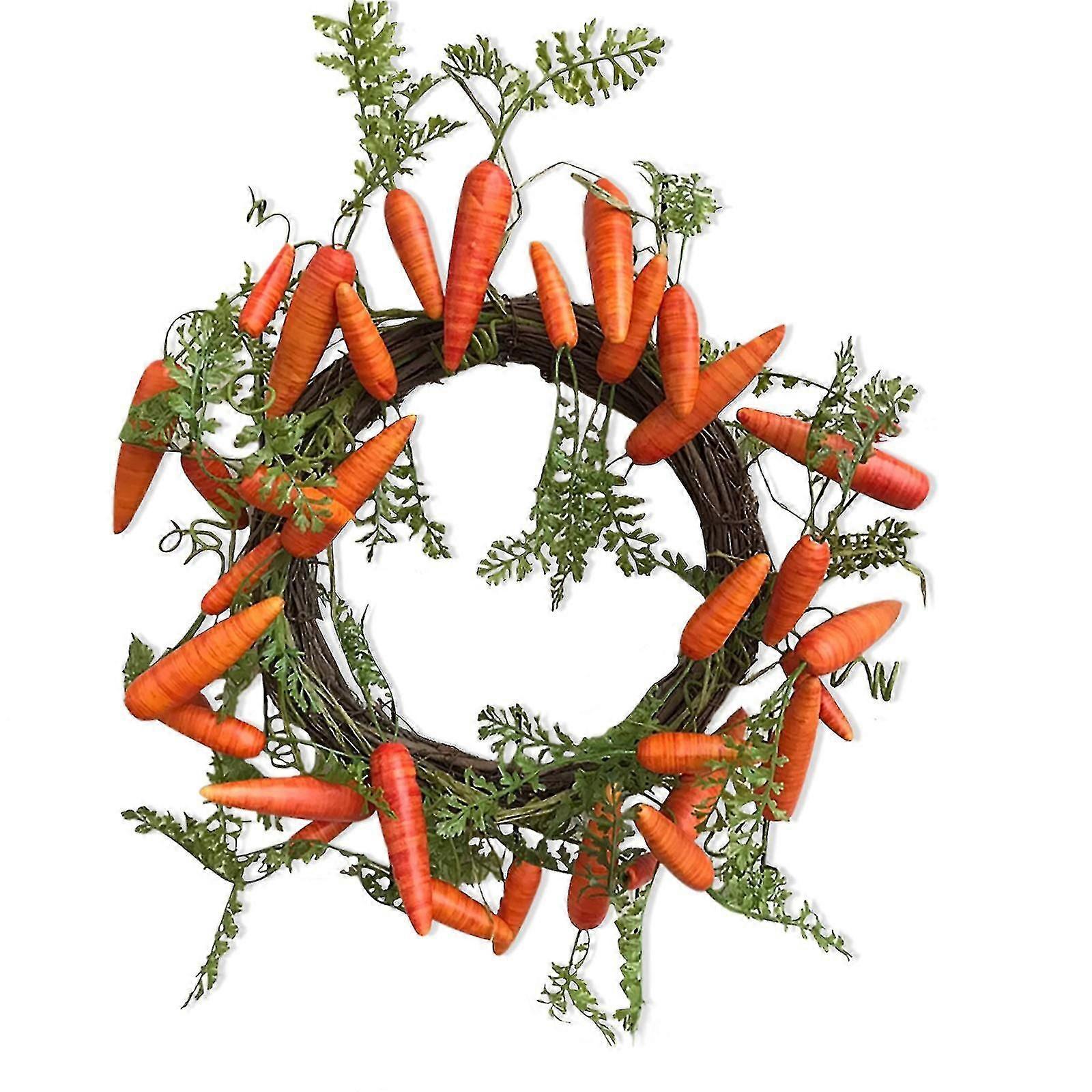 Easter Wreath Decoration, Spring Wreath with Carrot, Artificial Flower Wreaths for Front Door Decor